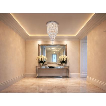 LED krištáľové stropné svietidlo MAJURO LED/30W/230V pr. 40 cm lesklý chróm + diaľkové ovládanie