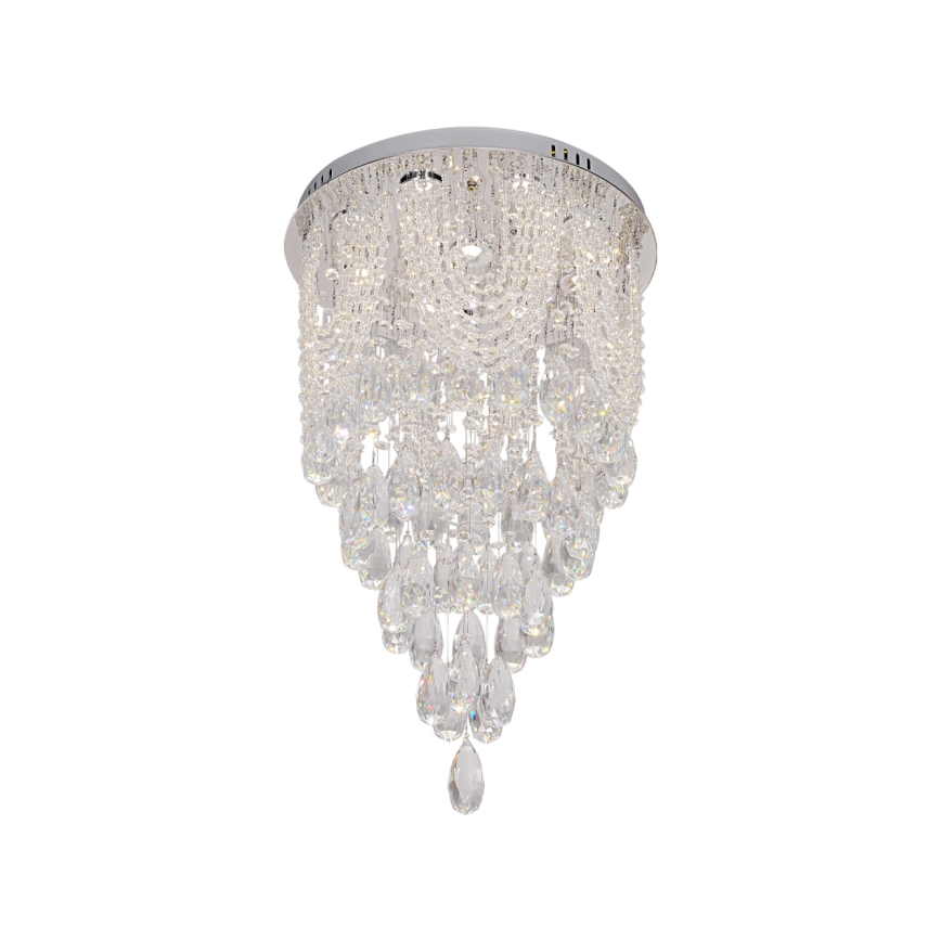 LED krištáľové stropné svietidlo MAJURO LED/30W/230V pr. 40 cm lesklý chróm + diaľkové ovládanie