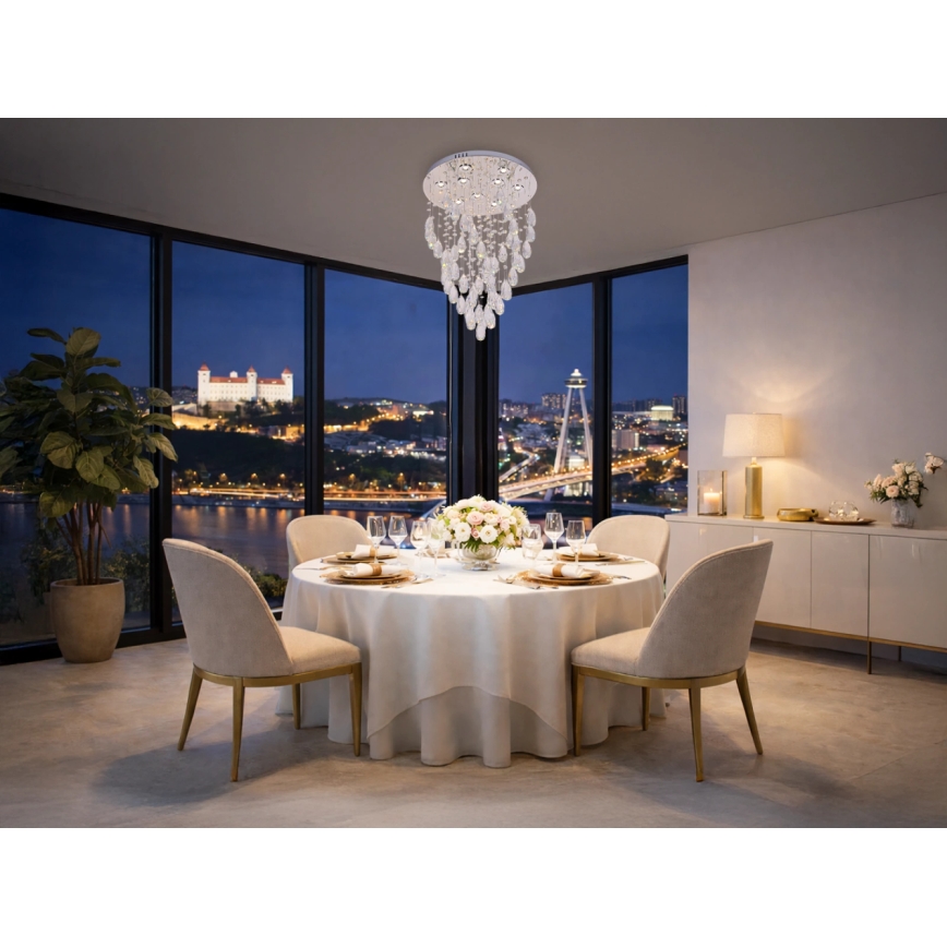 LED krištáľové stropné svietidlo MAJURO LED/30W/230V priemer 45 cm lesklý chróm + diaľkové ovládanie
