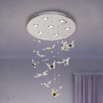LED krištáľové stropné svietidlo MURU LED/24W/230V pr. 40 cm lesklý chróm + diaľkové ovládanie