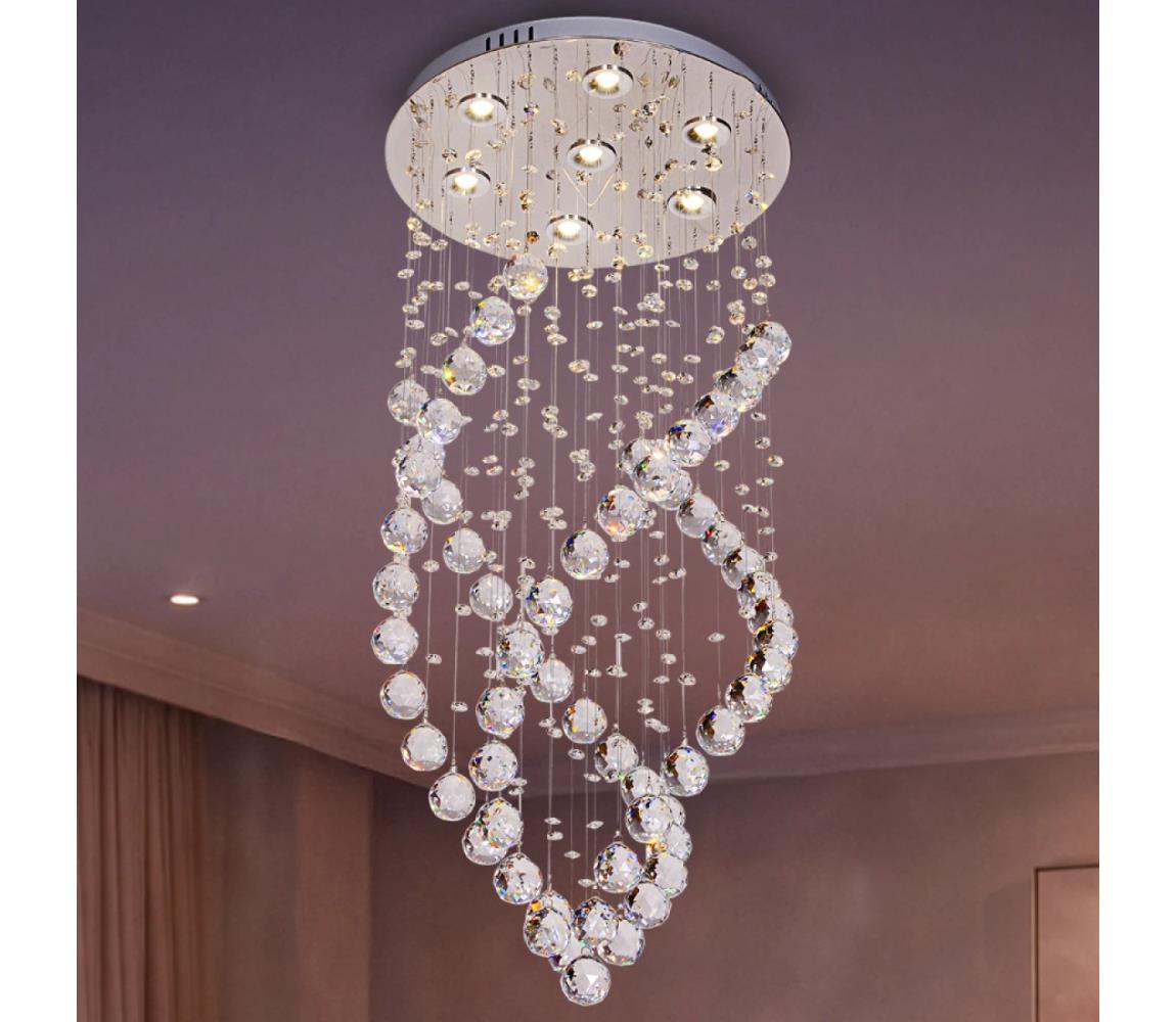LED krištáľové stropné svietidlo NAURU LED/24W/230V pr. 40 cm lesklý chróm + diaľkové ovládanie N3013