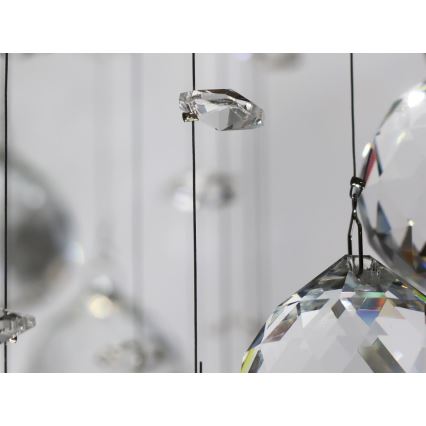 LED krištáľové stropné svietidlo NAURU LED/24W/230V pr. 40 cm lesklý chróm + diaľkové ovládanie