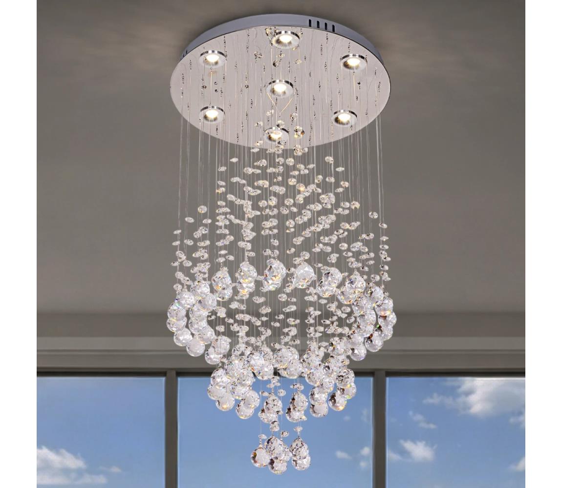 LED krištáľové stropné svietidlo NAURU LED/24W/230V pr. 40 cm lesklý chróm + DO N3010