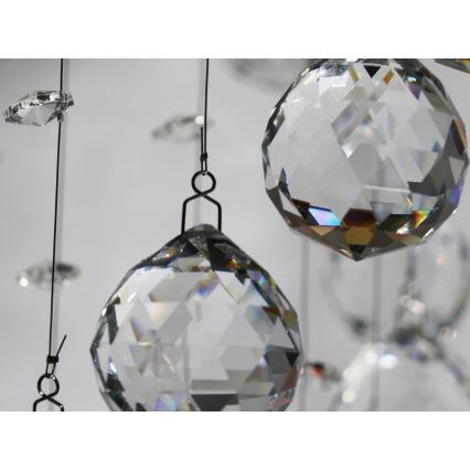 LED krištáľové stropné svietidlo NAURU LED/24W/230V, priemer 40 cm, lesklý chróm + diaľkové ovládanie