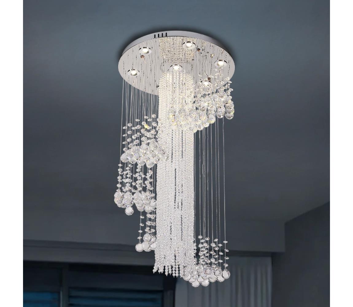 LED krištáľové stropné svietidlo NAURU LED/24W/230V priemer 45 cm lesklý chróm + diaľkový ovládač N3011