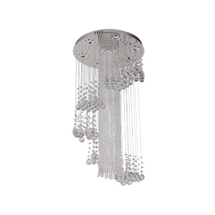 LED krištáľové stropné svietidlo NAURU LED/24W/230V pr. 45 cm lesklý chróm + diaľkové ovládanie