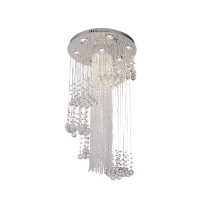 LED krištáľové stropné svietidlo NAURU LED/24W/230V pr. 45 cm lesklý chróm + diaľkové ovládanie