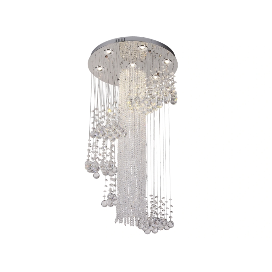 LED krištáľové stropné svietidlo NAURU LED/24W/230V pr. 45 cm lesklý chróm + diaľkové ovládanie