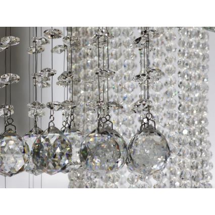 LED krištáľové stropné svietidlo NAURU LED/24W/230V pr. 45 cm lesklý chróm + diaľkové ovládanie