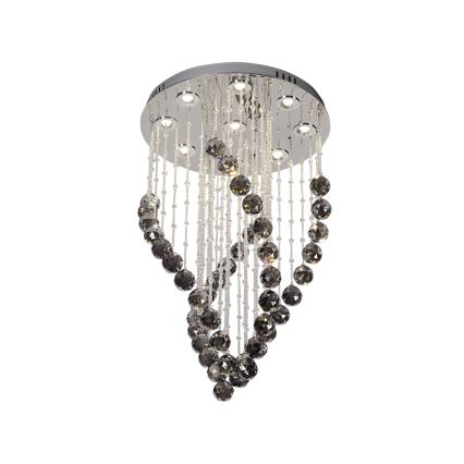 LED krištáľové stropné svietidlo NAURU LED/30W/230V priemer 40 cm lesklý chróm/čierna + diaľkové ovládanie