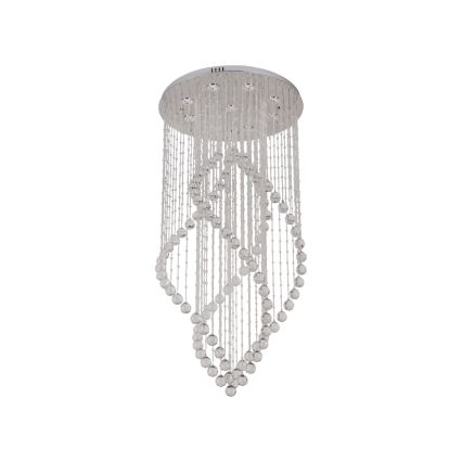 LED Krištáľové stropné svietidlo NAURU LED/30W/230V pr. 60 cm lesklý chróm + diaľkové ovládanie
