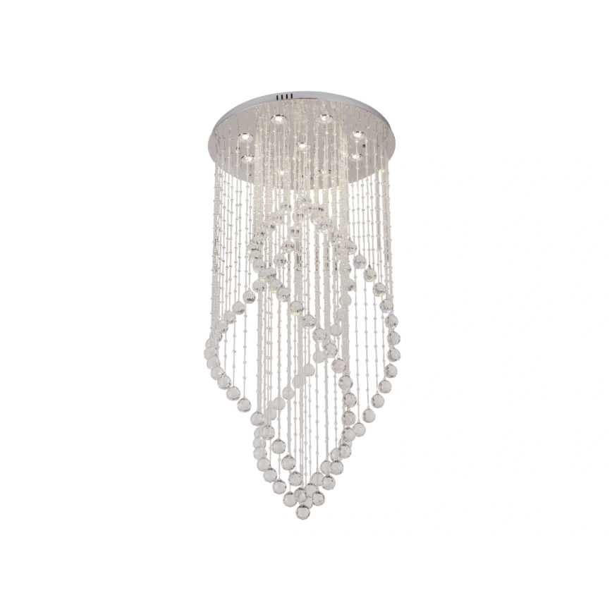 LED Krištáľové stropné svietidlo NAURU LED/30W/230V pr. 60 cm lesklý chróm + diaľkové ovládanie
