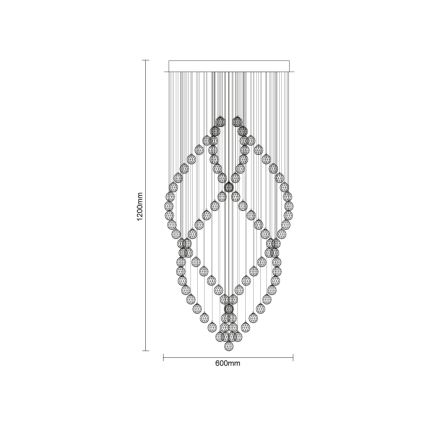 LED Krištáľové stropné svietidlo NAURU LED/30W/230V pr. 60 cm lesklý chróm + diaľkové ovládanie