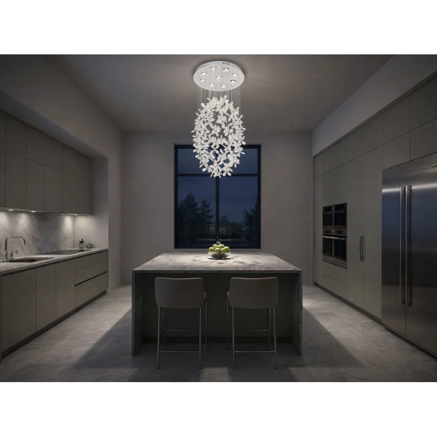 LED krištáľové stropné svietidlo SAMOA LED/30W/230V priemer 40 cm lesklý chróm + diaľkové ovládanie