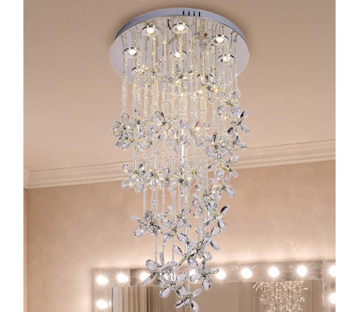 LED krištáľové stropné svietidlo SAMOA LED/30W/230V priemer 40 cm lesklý chróm + diaľkový ovládač N3021