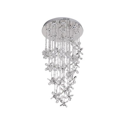 LED krištáľové stropné svietidlo SAMOA LED/30W/230V pr. 40 cm lesklý chróm + diaľkové ovládanie