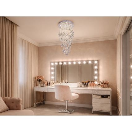 LED krištáľové stropné svietidlo SAMOA LED/30W/230V pr. 40 cm lesklý chróm + diaľkové ovládanie
