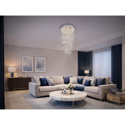LED krištáľové stropné svietidlo SAMOA LED/30W/230V pr. 40 cm lesklý chróm + diaľkové ovládanie