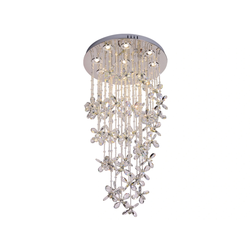 LED krištáľové stropné svietidlo SAMOA LED/30W/230V pr. 40 cm lesklý chróm + diaľkové ovládanie