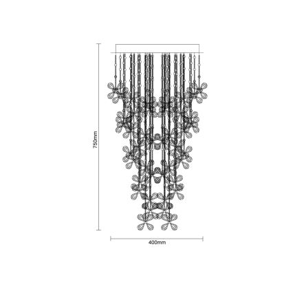 LED krištáľové stropné svietidlo SAMOA LED/30W/230V pr. 40 cm lesklý chróm + diaľkové ovládanie