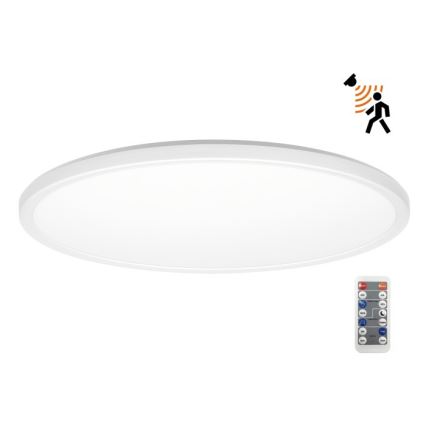 LED Kúpeľňové svietidlo so senzorom pohybu a súmraku NIVERA LED/32W/230V IP54 3000/4000/6000K pr. 42 cm biela + diaľkové ovládanie