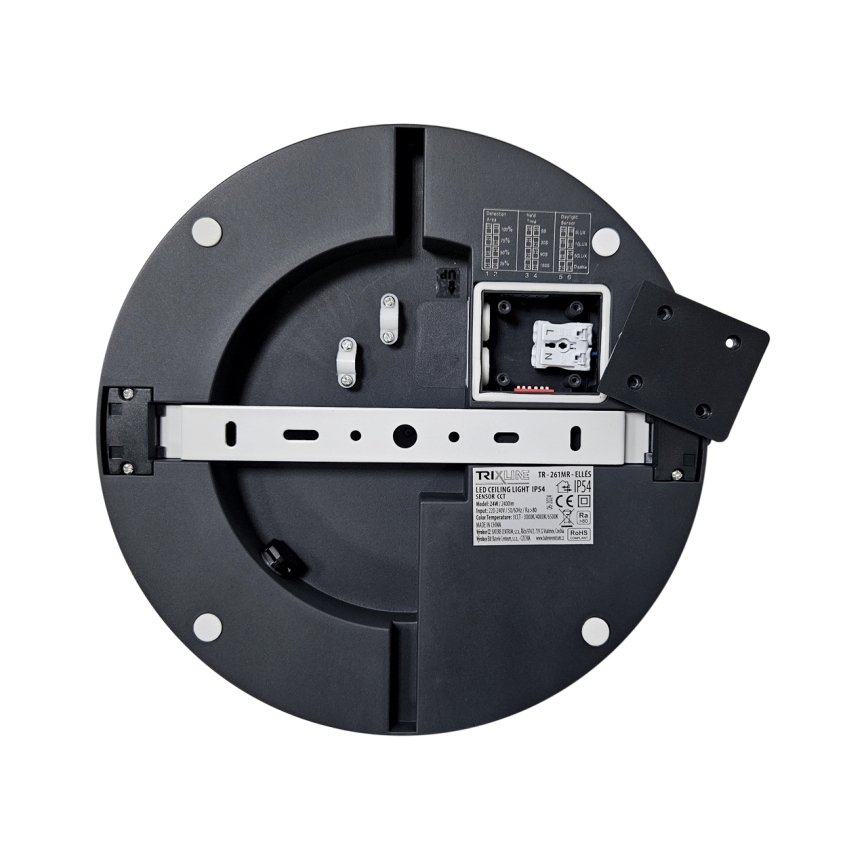 LED Kúpeľňové stropné svietidlo so senzorom ELLÉ LED/24W/230V 3000/4000/6500K pr. 26 cm IP54 antracit