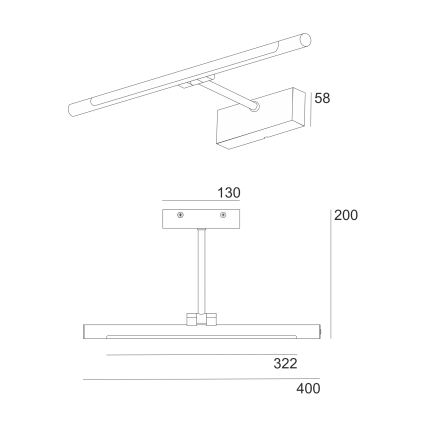 LED kúpeľňové osvetlenie na zrkadlo MIRROR LED/6W/230V 4000K IP44 40 cm čierne