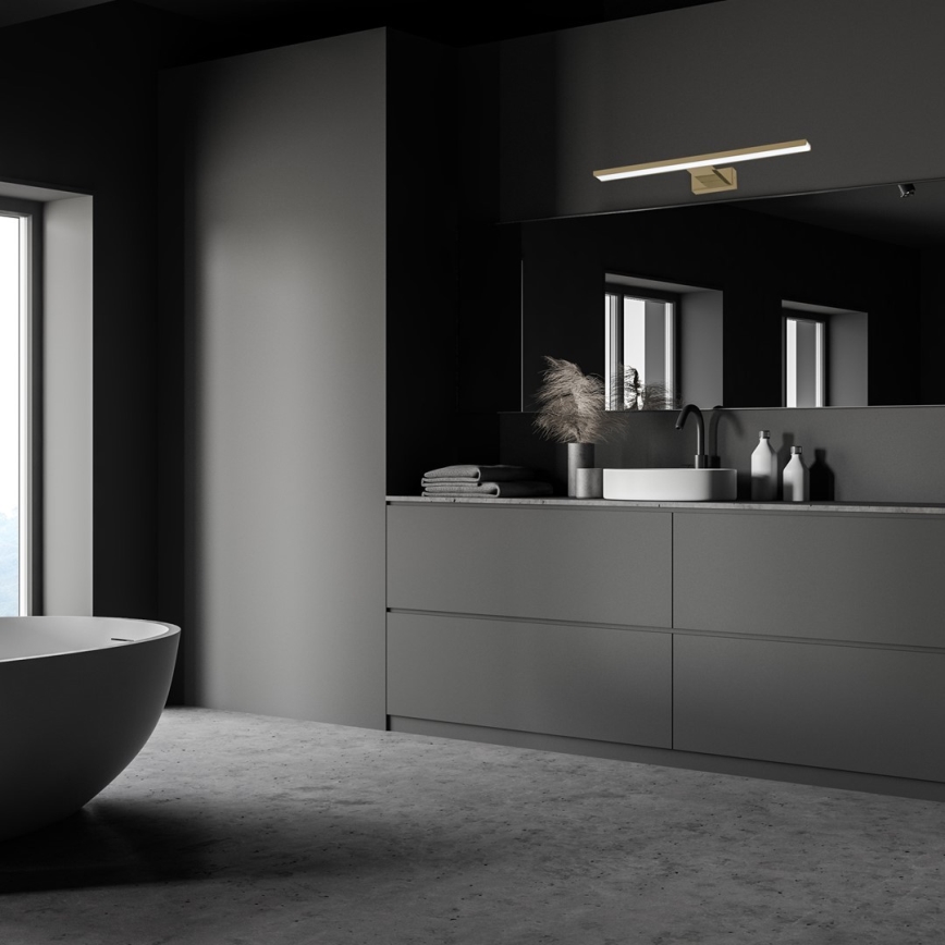 Zástenná lampa s rozmermi 60 cm x 4 cm x 11,5 cm je pripevnená na stenu. Lampa je obdĺžniková, svetlo emituje tenký svetelný pás.