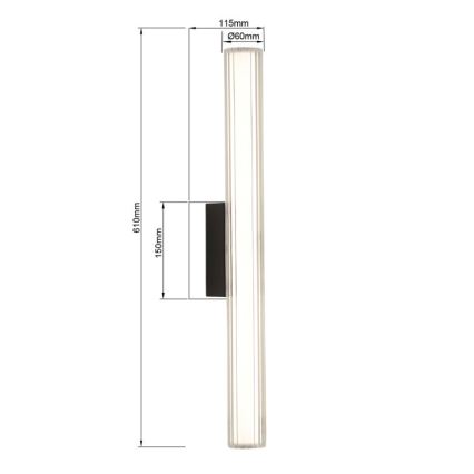 LED kúpeľňové osvetlenie na zrkadlo LINEA LED/12W/230V 3000/4000/6000K IP44 61 cm čierna