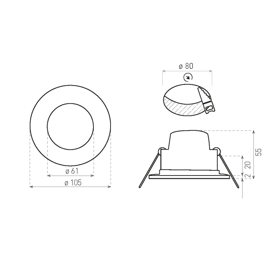 LED Kúpeľňové podhľadové svietidlo BONO LED/8W/230V 3000K IP65 lesklý chróm