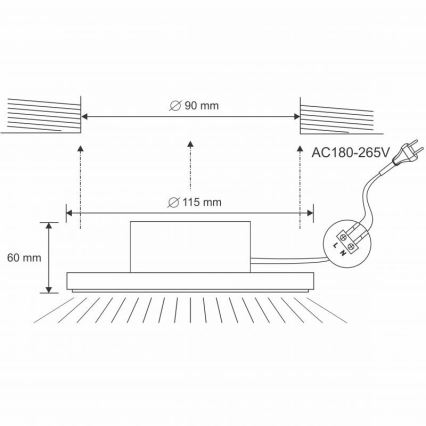 LED Kúpeľňové podhľadové svietidlo LED/10W/230V 4000K biela IP44