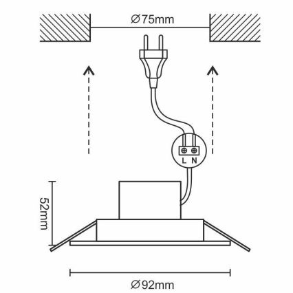 LED Kúpeľňové podhľadové svietidlo LED/7W/230V 3000K biela IP44