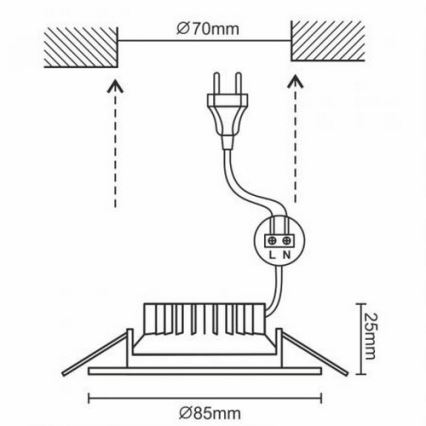 LED Kúpeľňové podhľadové svietidlo LED/7W/230V 4000K strieborná IP44