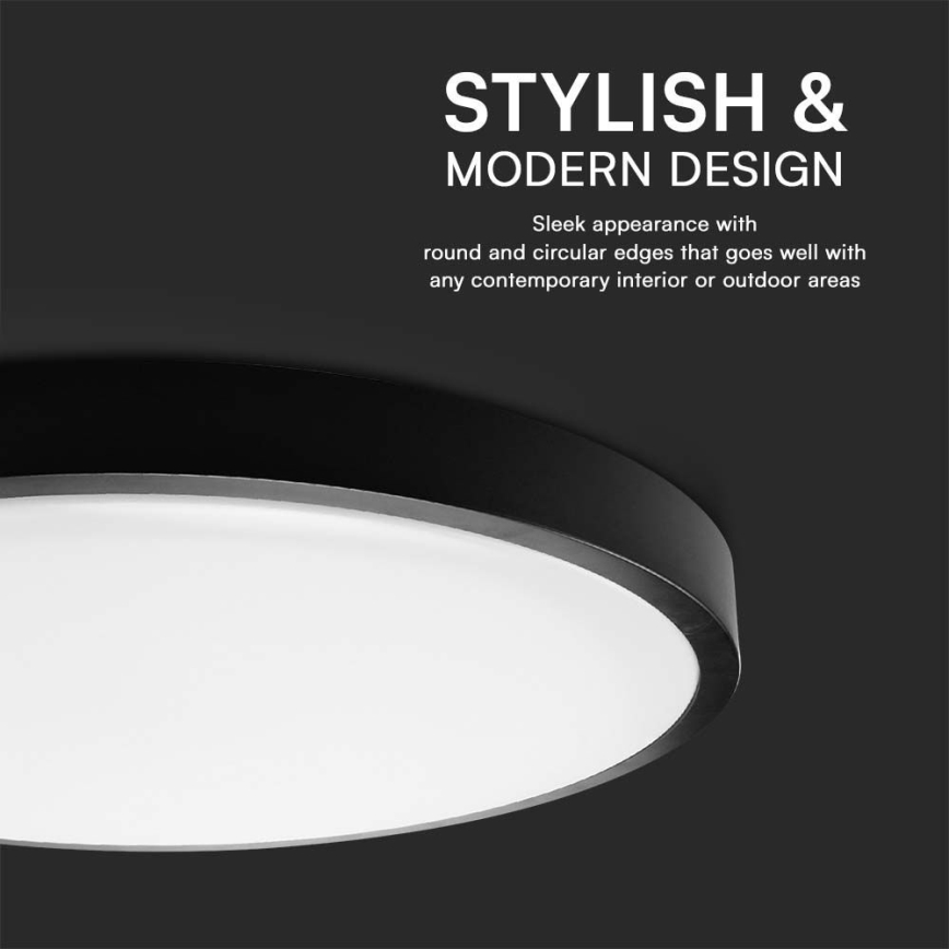 LED Kúpeľňové stropné svietidlo SAMSUNG CHIP LED/18W/230V IP44 3000K pr. 25 cm čierna
