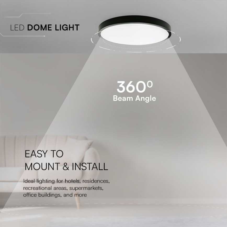 LED Kúpeľňové stropné svietidlo SAMSUNG CHIP LED/18W/230V IP44 3000K pr. 25 cm čierna