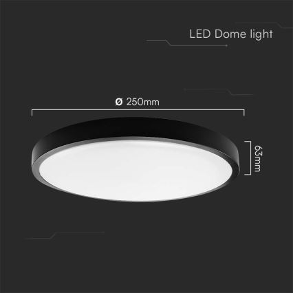 LED Kúpeľňové stropné svietidlo SAMSUNG CHIP LED/18W/230V IP44 3000K pr. 25 cm čierna