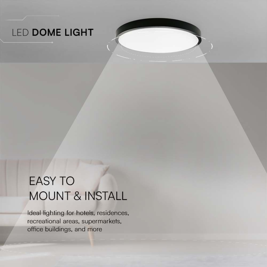 LED Kúpeľňové stropné svietidlo LED/24W/230V 4000K IP44 pr. 29,5 cm čierna