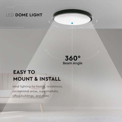 LED Kúpeľňové stropné svietidlo LED/24W/230V 6500K IP44 pr. 29,5 cm čierna