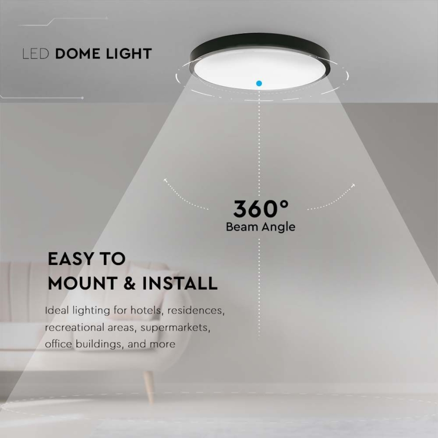 LED Kúpeľňové stropné svietidlo LED/24W/230V 6500K IP44 pr. 29,5 cm čierna