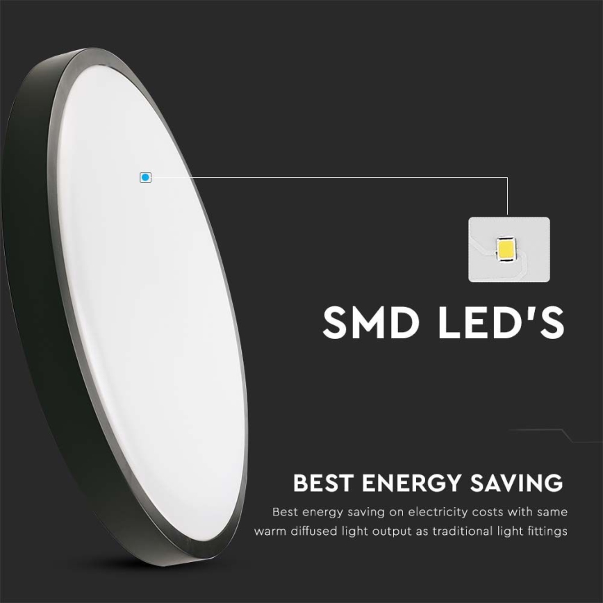 LED Kúpeľňové stropné svietidlo LED/24W/230V 6500K IP44 pr. 29,5 cm čierna