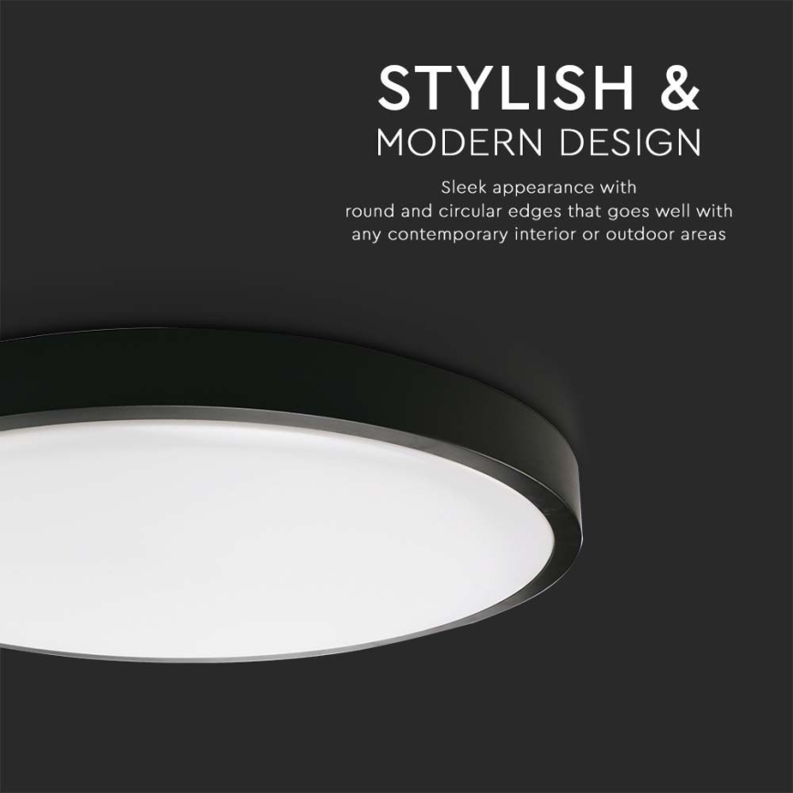 LED Kúpeľňové stropné svietidlo LED/24W/230V 6500K IP44 pr. 29,5 cm čierna