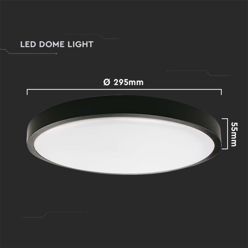 LED Kúpeľňové stropné svietidlo LED/24W/230V 6500K IP44 pr. 29,5 cm čierna