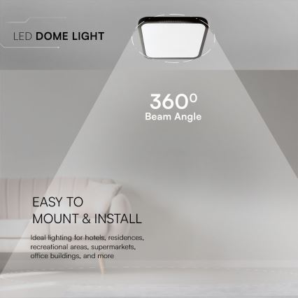 LED Kúpeľňové stropné svietidlo SAMSUNG CHIP LED/24W/230V IP44 6500K 29x29 cm čierna