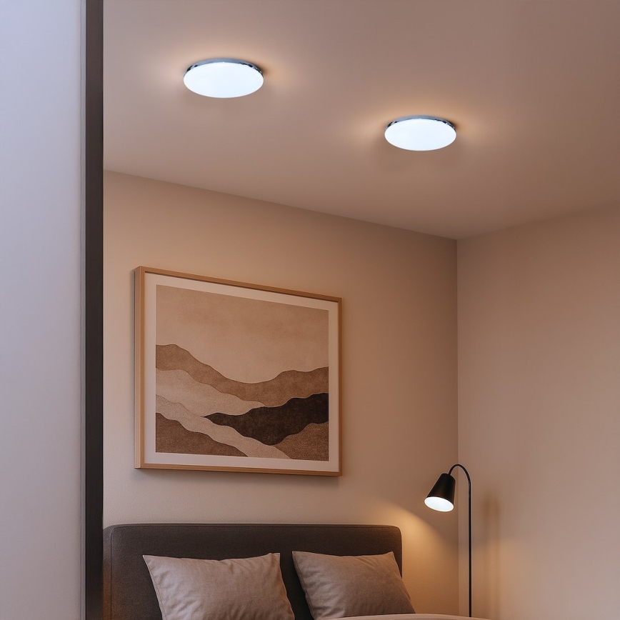 LED kúpeľňové stropné svietidlo MAYA, 15 W, 230 V, pr. 33 cm, IP44, lesklý chróm