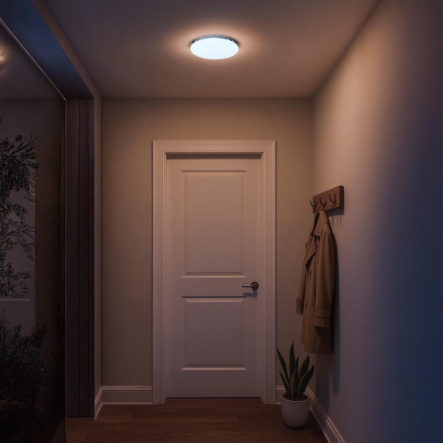 LED kúpeľňové stropné svietidlo MAYA, 15 W, 230 V, pr. 33 cm, IP44, lesklý chróm