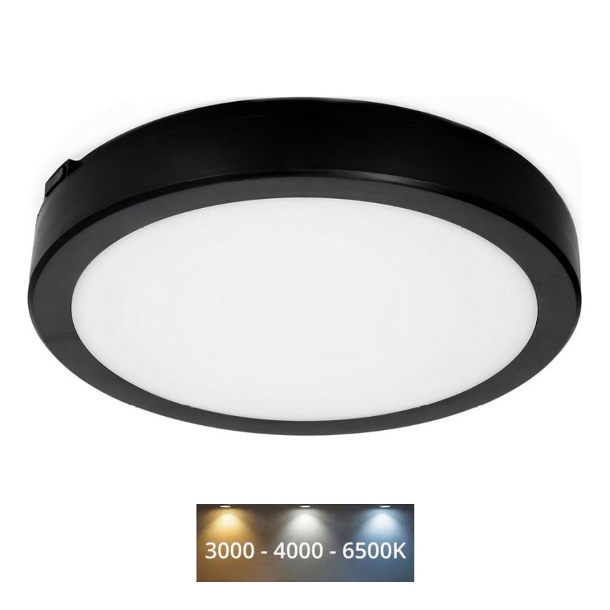 LED Kúpeľňové stropné svietidlo NAIROS LED/18W/230V 3000/4000/6500K IP65 pr. 30 cm čierna