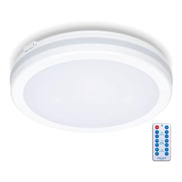 LED Kúpeľňové stropné svietidlo so senzorom LED/18W/230V 3000/4000/6500K IP65 pr. 30 cm biela + diaľkové ovládanie