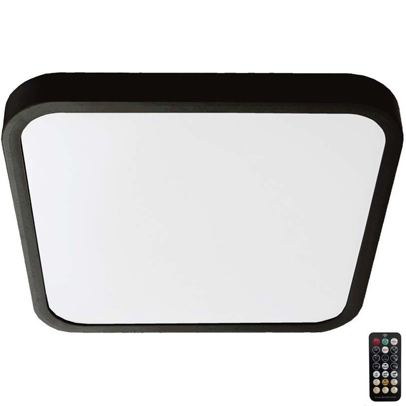 LED Kúpeľňové stropné svietidlo so senzorom LED/18W/230V 4000K IP44 29,5x29,5 cm čierna + diaľkové ovládanie