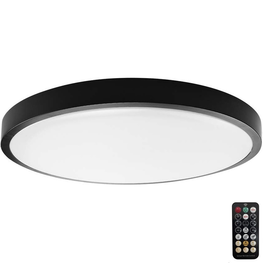 LED Kúpeľňové stropné svietidlo so senzorom LED/18W/230V 4000K IP44 pr. 29,5 cm čierna + diaľkové ovládanie