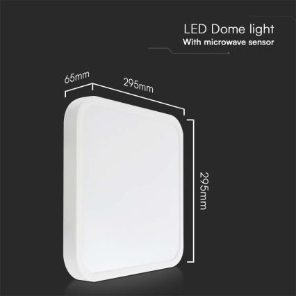 LED Kúpeľňové stropné svietidlo so senzorom SAMSUNG CHIP LED/18W/230V IP44 4000K 29x29 cm biela + diaľkové ovládanie